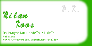 milan koos business card